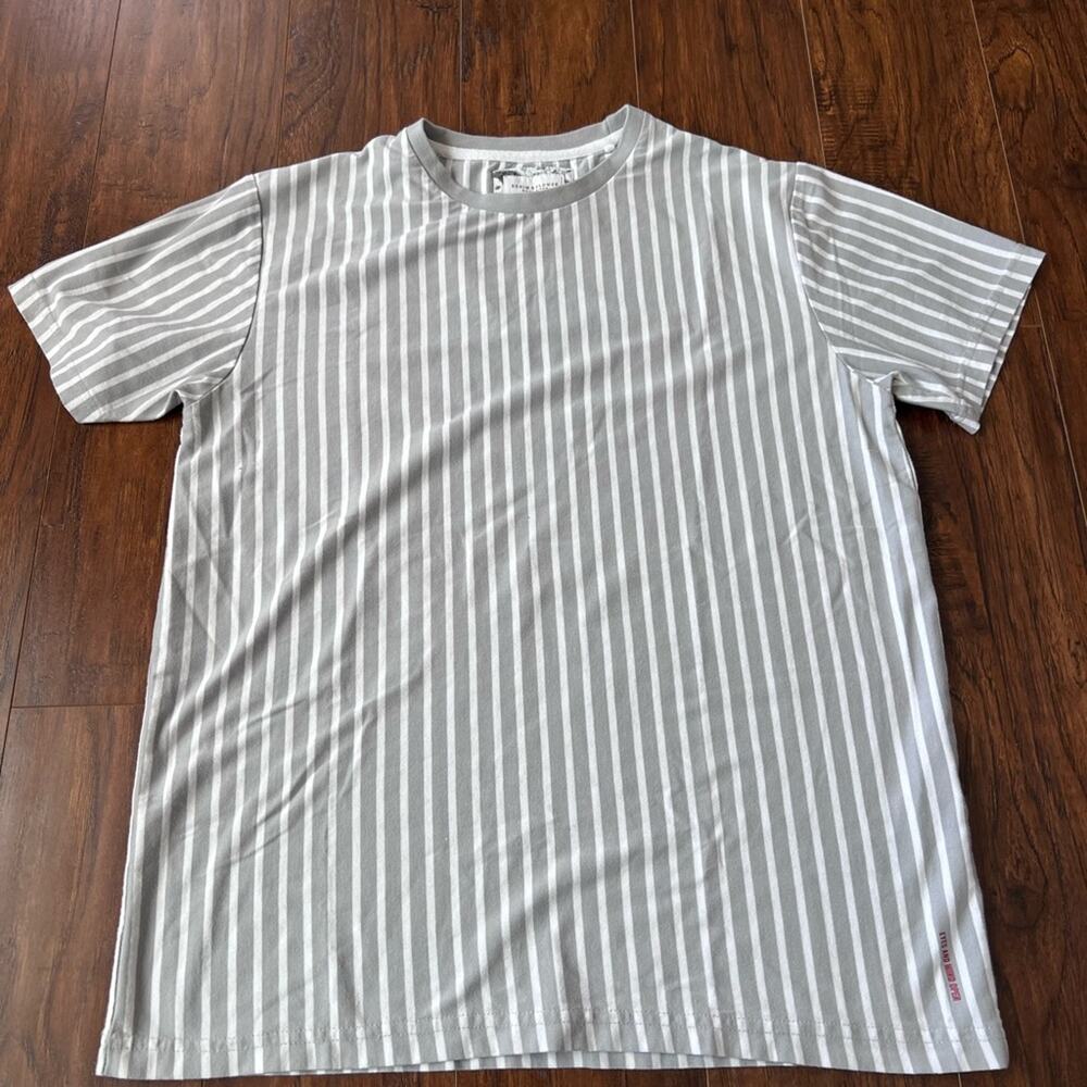 Denim & Flower Striped Gray and White T-Shirt Size Large